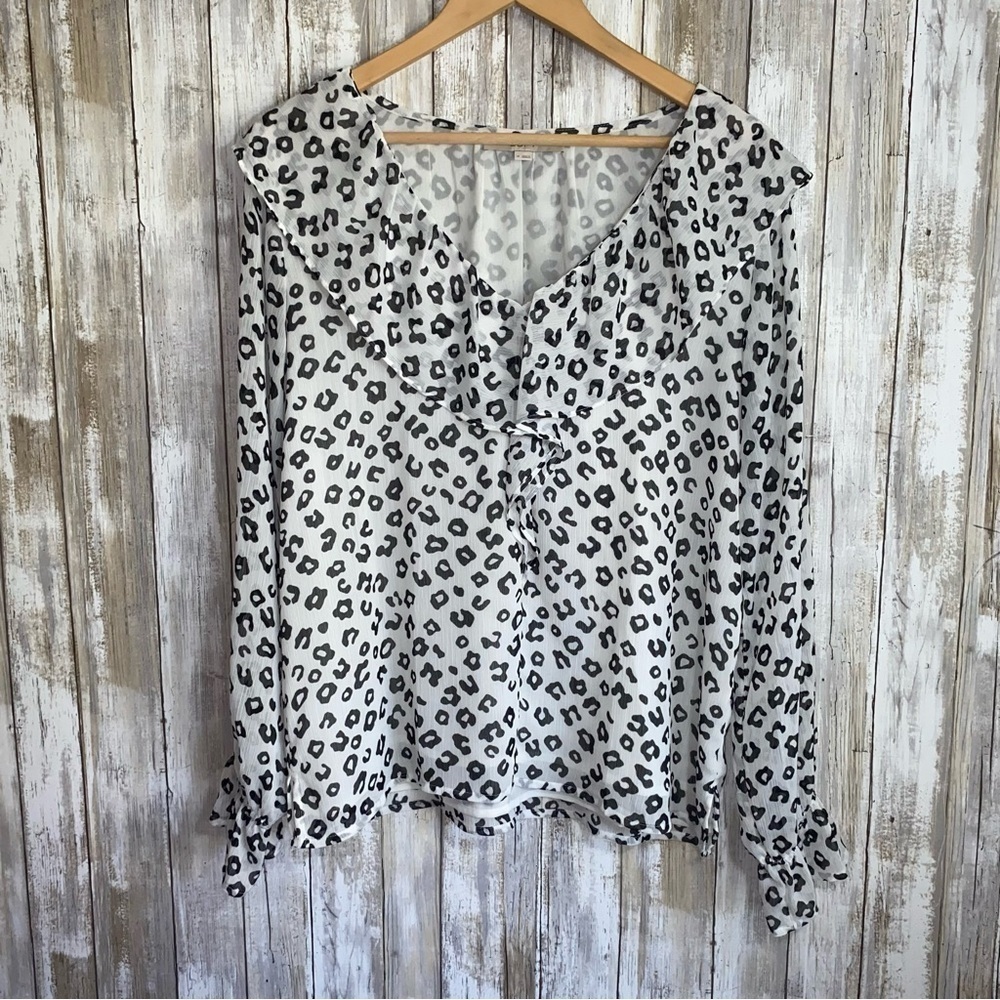 Loft Leopard Ruffle Blouse - Picture 2 of 6